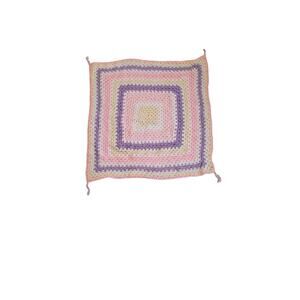 Handmade Crocheted Afghan Baby Blanket 28" x 28" Pastel Colors